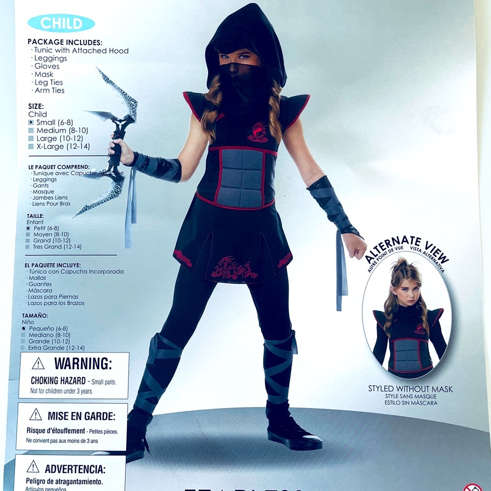 Girls Black Ninja Halloween Costume